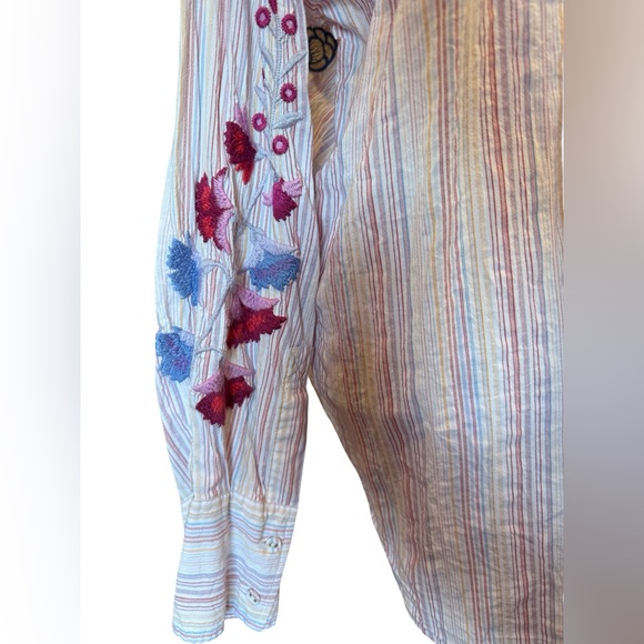 Johnny Was Women’s Piper Relaxed Oversized Shirt In Multi Stripe Size Medium - Picture 7 of 9